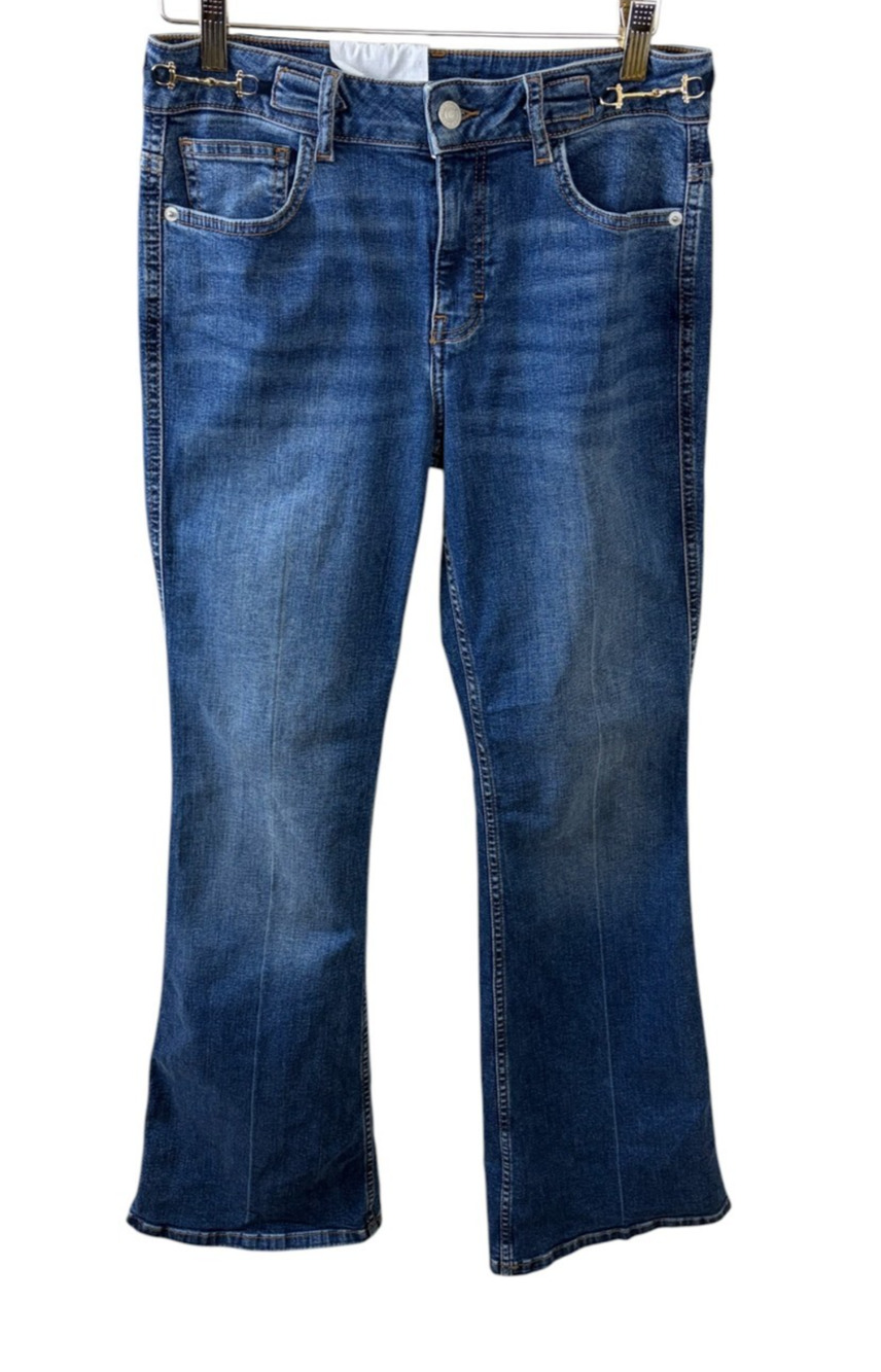 Maje NEW First Stone Flared Leg Jeans w/ Horse Bit Detail Size 38 Waist 28